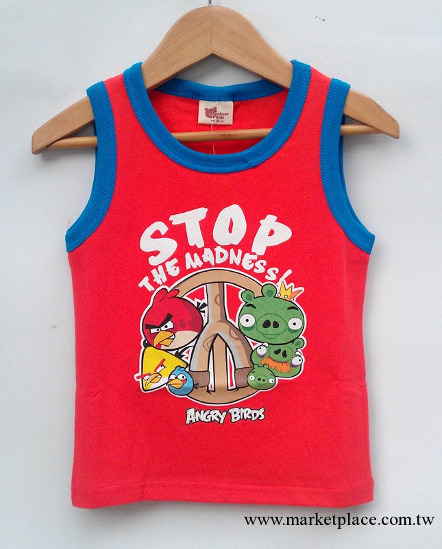 2013新款韓版童裝憤怒的小鳥夏裝奧黛爾背心T恤 南海童裝工廠,批發,進口,代購
