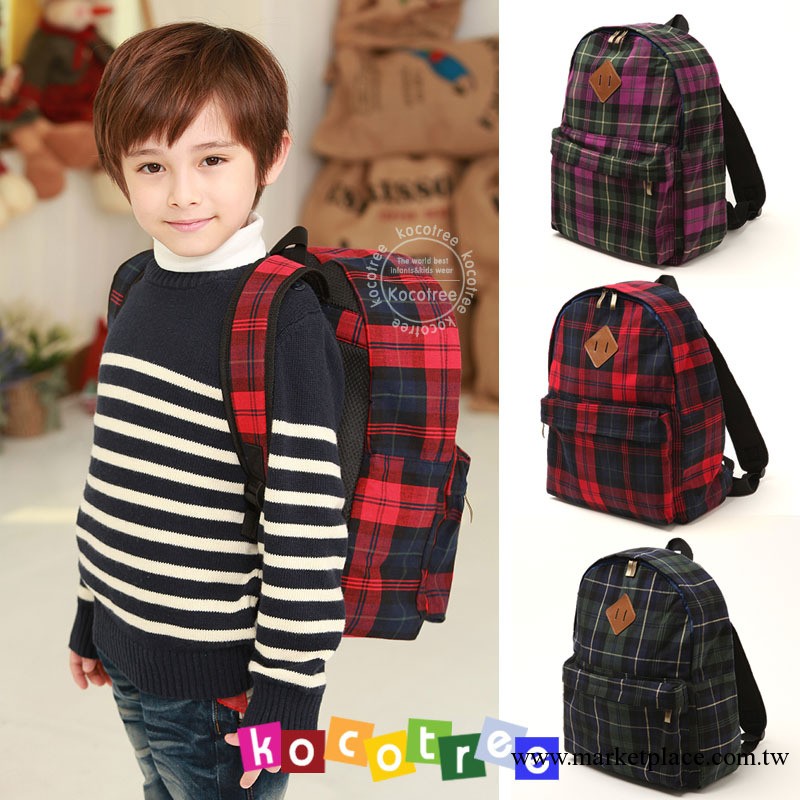 現貨特價 韓國正品兒童書包 英倫格子兒童書包雙肩手提兒童書包工廠,批發,進口,代購