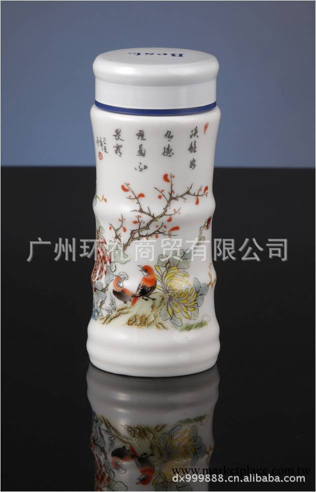 菊陶瓷杯-雙層陶瓷杯促銷禮品 zakka陶瓷 白色陶瓷杯 陶瓷杯工廠,批發,進口,代購