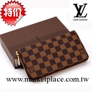 廠傢貨源 男女士單拉中長款錢包格子錢夾批發特價N60017皮夾手包工廠,批發,進口,代購