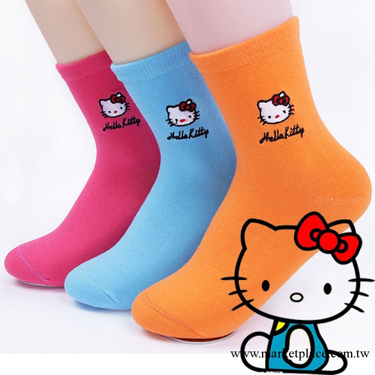 淘寶爆款Hello kitty貓刺繡女襪韓板卡通刺繡全棉中筒襪子批發工廠,批發,進口,代購