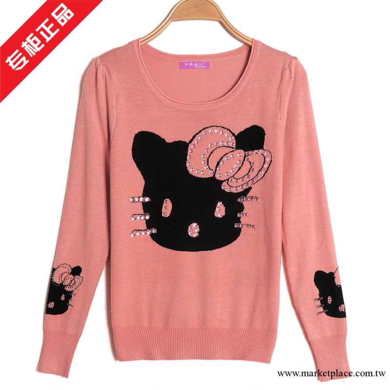 2013秋韓版hello kitty針織打底衫 圓領長袖彈力毛衣伊曼迪兒9337工廠,批發,進口,代購