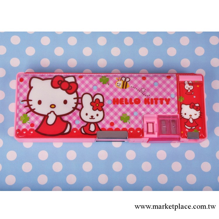 2013新款 hello kitty多功能塑料雙開鉛筆盒 小學生文具盒KT3013工廠,批發,進口,代購