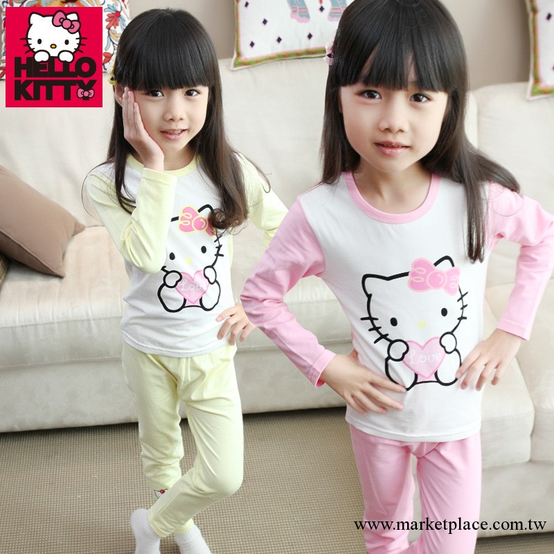 南極人童裝 女童時尚hello kitty打底內衣2013新款精棉萊卡套裝工廠,批發,進口,代購