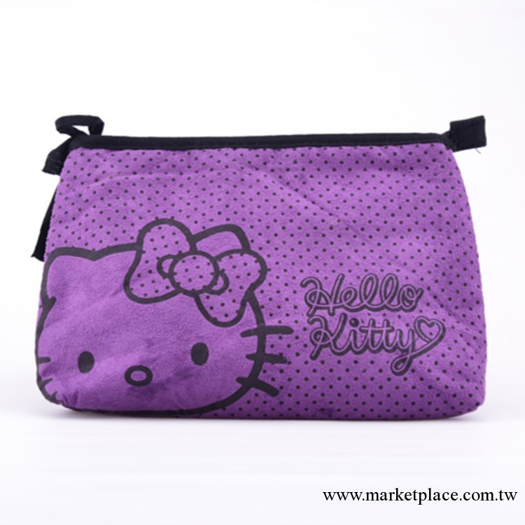 新款hello kitty 紫色波點蝴蝶結女式化妝包 收納包 庫存批發工廠,批發,進口,代購