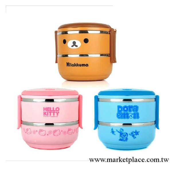 現貨批發 Hello Kitty不銹鋼飯盒卡通圖案雙層保溫午餐盒一件代發工廠,批發,進口,代購