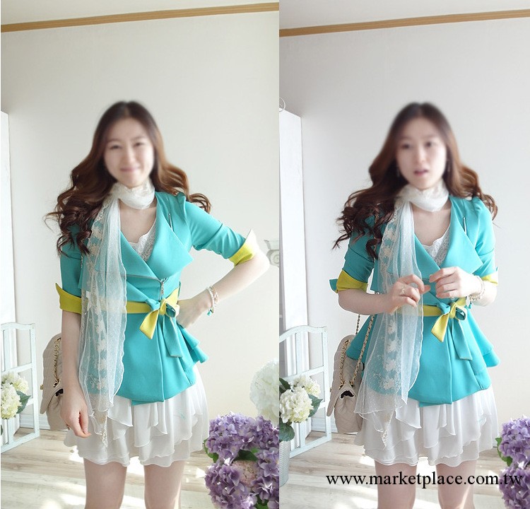 2013年新款女秋裝拼色小西裝女士韓國修身短外套西服顯瘦原單代購工廠,批發,進口,代購