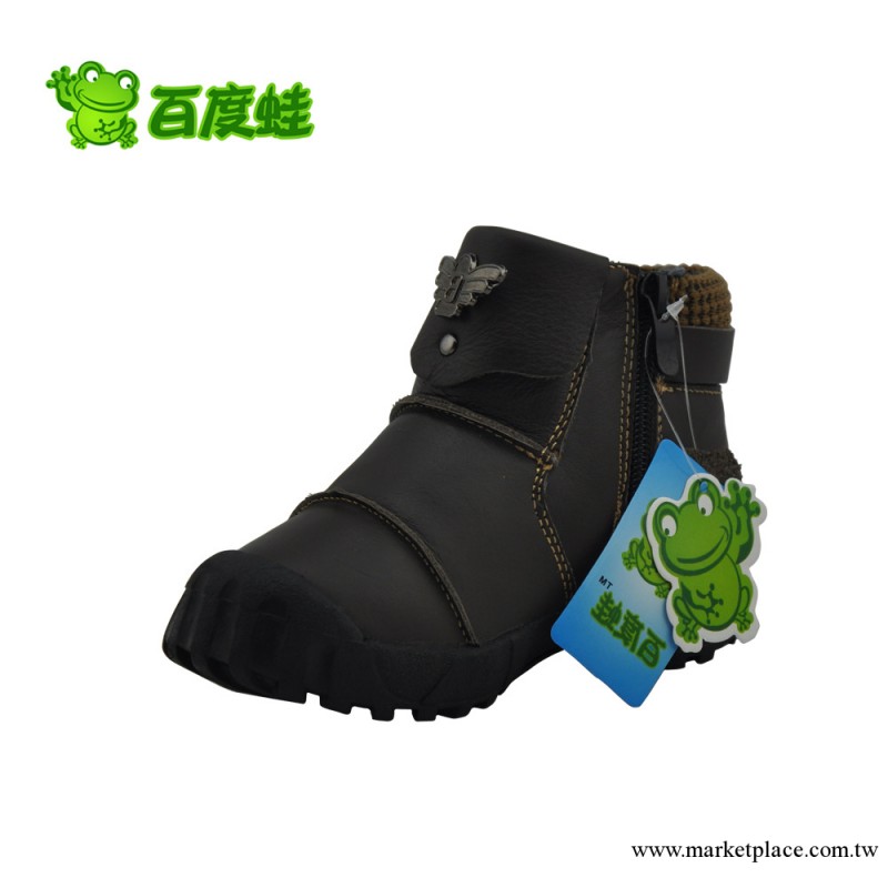 批發 百度2013冬季新款加厚絨毛真皮男童皮鞋 潮流側拉鏈男童棉鞋工廠,批發,進口,代購