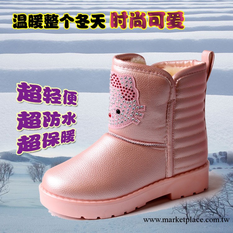秋冬新款兒童棉靴防滑軟底保暖靴加絨雪靴糖果色卡通貓童鞋批發工廠,批發,進口,代購