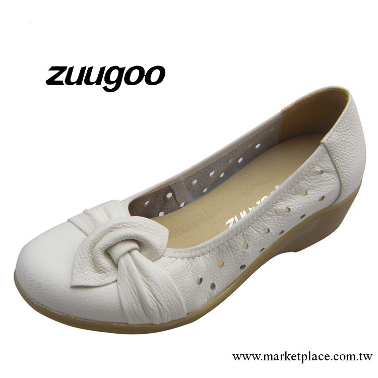 zuugoo12特夏新頭層牛皮坡跟女涼鞋牛筋底媽媽鞋白色護士鞋80711工廠,批發,進口,代購