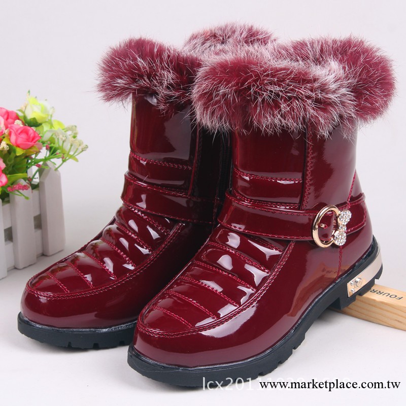 2013秋冬新品 真兔毛口韓版女童靴子32-37碼 兒童雪靴棉鞋工廠,批發,進口,代購