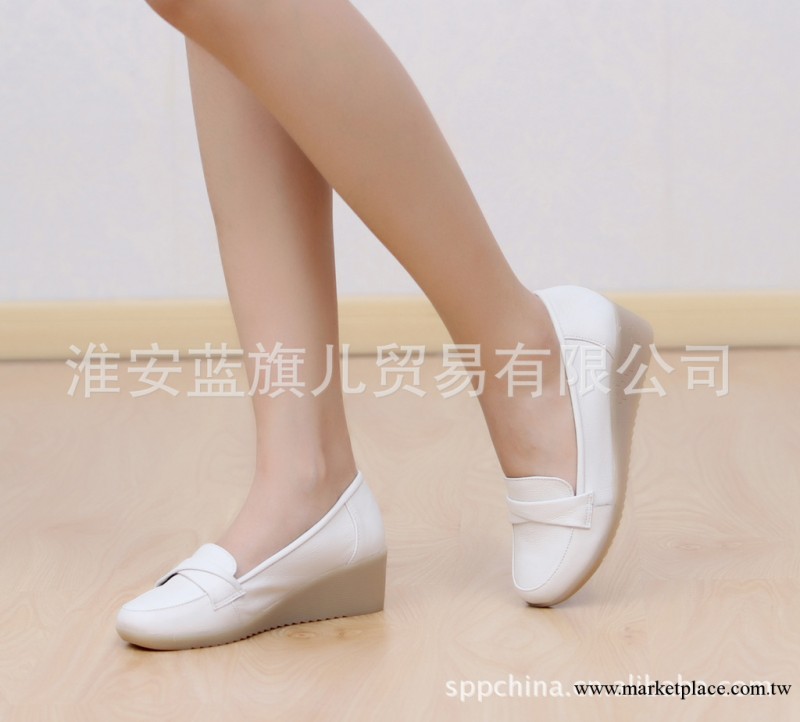 批發真皮護士鞋 牛筋鞋底 工作鞋白色坡跟單鞋女鞋牛皮休閒鞋工廠,批發,進口,代購