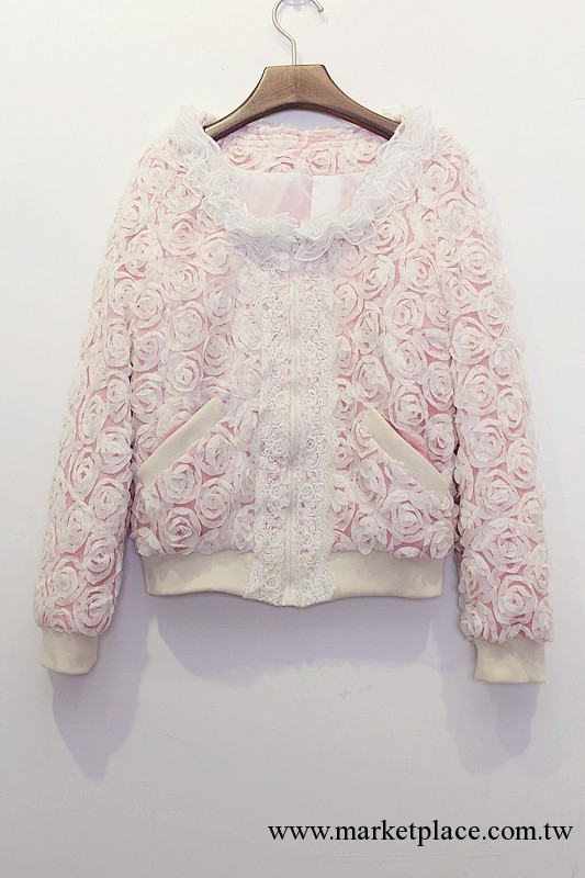日本原單snidel立體花朵衣服 長袖玫瑰花朵暗扣短外套 MY003工廠,批發,進口,代購
