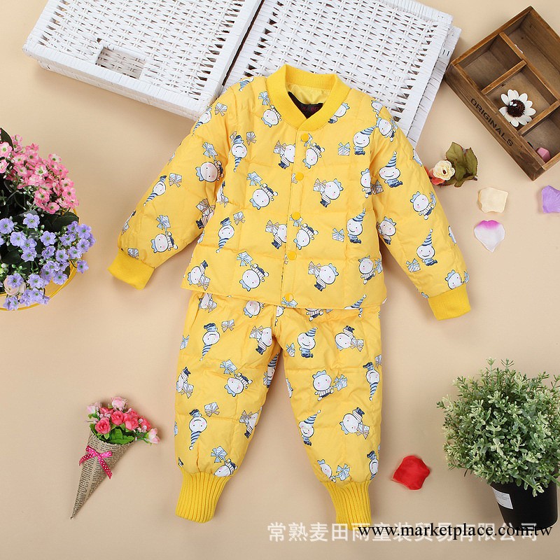 童裝羽絨衣套裝兩件套 小佳貝新款阿六頭印花90%絨精品服裝工廠,批發,進口,代購