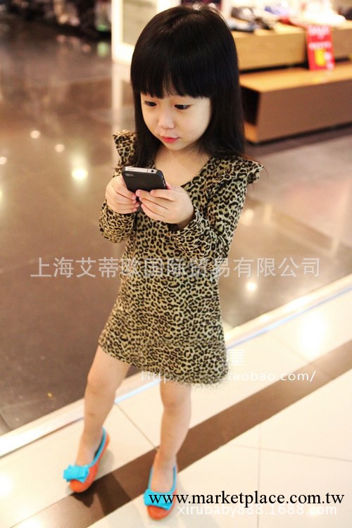 兒童裝女童時尚豹紋長袖連衣裙寶寶打底裙 4043-QZ187工廠,批發,進口,代購