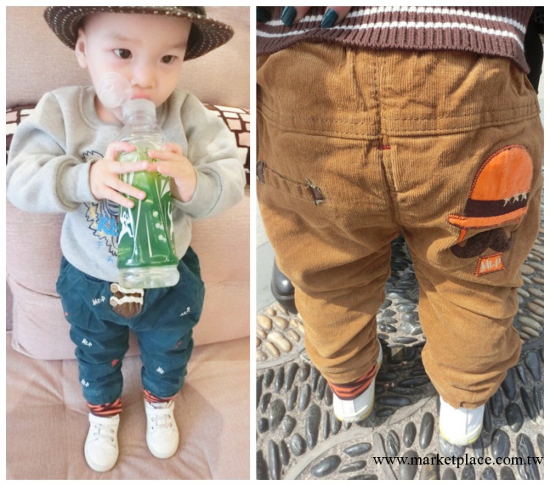 優質秋冬新款兒童小童幼童寶寶燈芯絨休閒褲mr.P系帶拼接褲子加厚工廠,批發,進口,代購