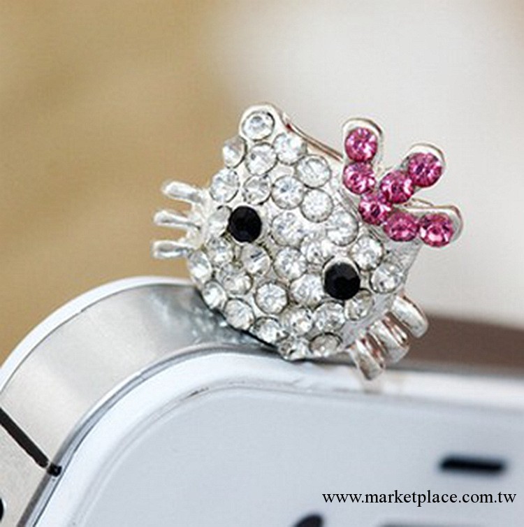 韓國iphone4/4s 可愛水鉆皇冠Hello kitty貓手機防塵塞工廠,批發,進口,代購
