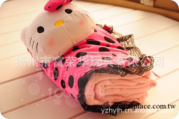 KT貓hello kitty 柔美蕾絲邊空調毯 l兩用抱枕 車用毯子 生日禮物工廠,批發,進口,代購