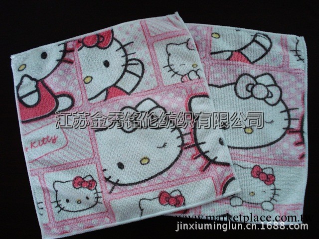 超細纖維印花方巾 Hello kitty印花方巾 25*25cm工廠,批發,進口,代購