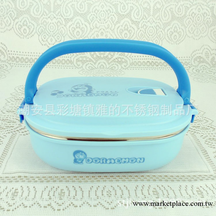 廠傢供應 藍色方形叮當貓 hello kitty  維尼熊 方形保溫飯盒工廠,批發,進口,代購