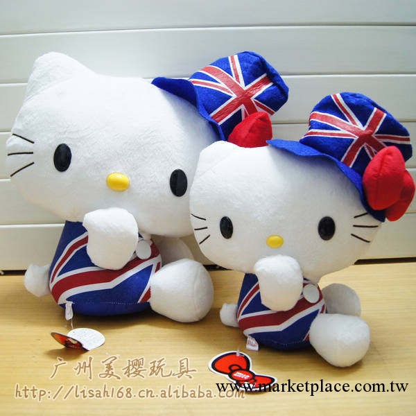 hello kitty 英倫戴帽米字旗 KT貓毛絨公仔工廠,批發,進口,代購