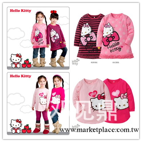 外貿女童秋款童裝批發 卡通hello kitty 不規則邊上衣 長袖T恤工廠,批發,進口,代購