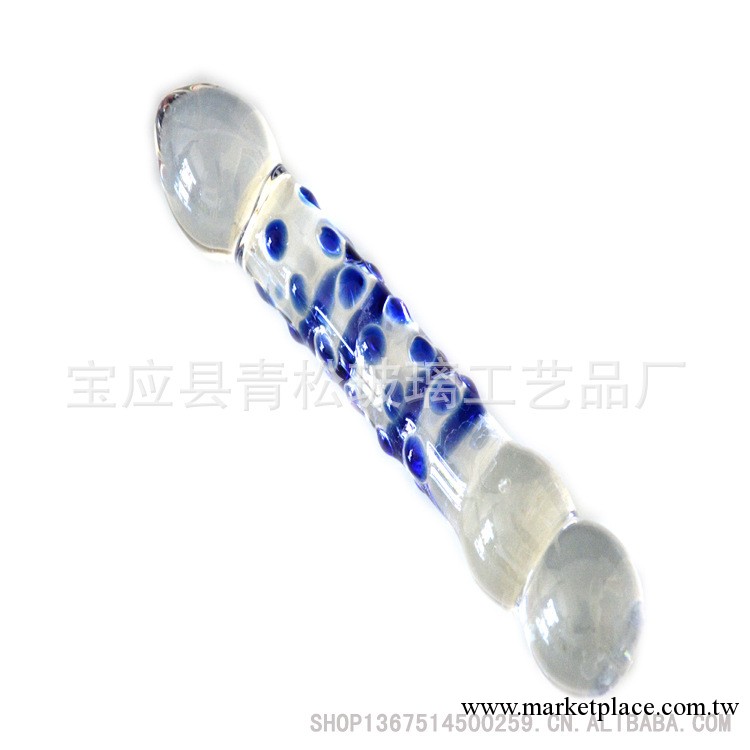 9017藍色兩用水晶陽具/透明玻璃女用自慰器/後庭器具工廠,批發,進口,代購