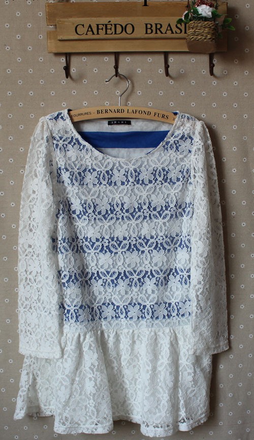 INGNI   2013原單蕾絲長袖衫條紋棉裡子工廠,批發,進口,代購