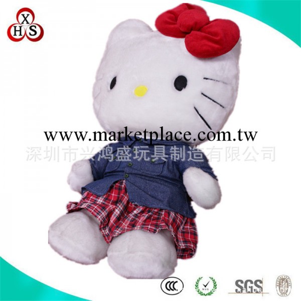 廠傢供應毛絨玩具  可愛格子裙hello kitty 毛絨公仔 可定制工廠,批發,進口,代購