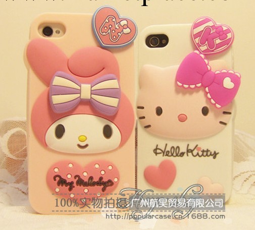 hello kitty矽膠殼 iphone5手機殼蘋果4S立體美樂蒂保護殼廠直銷工廠,批發,進口,代購