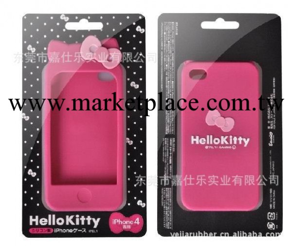 超低價生產Hello kitty KT貓立體耳朵蝴蝶結iPhone4矽膠手機套工廠,批發,進口,代購