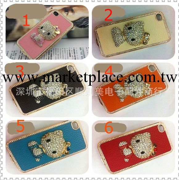 hello kitty 貼皮鉆殼 立體Kitty 鑲鉆iphone 4 4S 5 手機殼 批發工廠,批發,進口,代購