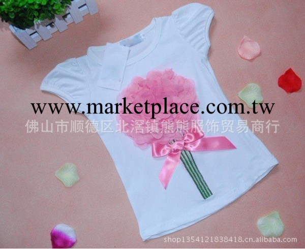 新款花瓣短袖T恤 韓版女兒童短袖立體花朵襯衫 外貿熱銷夏款0.44批發・進口・工廠・代買・代購