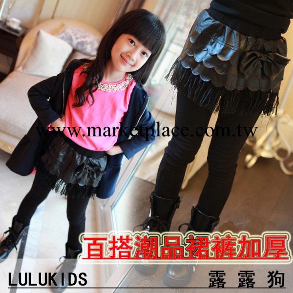 露露狗品牌童褲 韓版彈力修身高防皮女童裙褲 童內搭褲加厚加絨工廠,批發,進口,代購