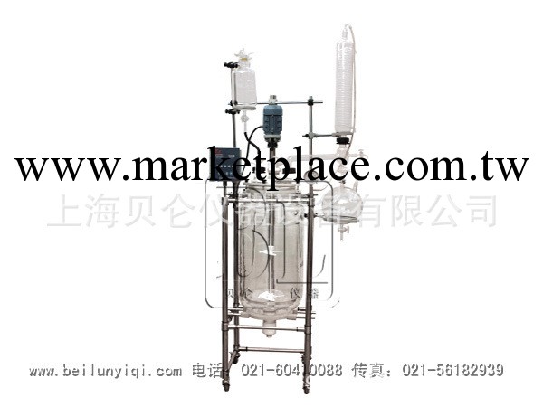 上海貝侖雙層玻璃反應釜（器）S212-100L   玻璃反應釜100l工廠,批發,進口,代購