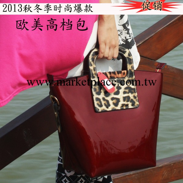 2013新款氣質歐美時尚高檔真皮豹紋包正品女包牛皮漆皮手提單肩包工廠,批發,進口,代購