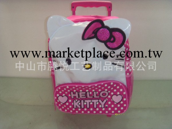供應出口內銷加工訂制可愛立體HELLO KITTY學生拉桿書包工廠,批發,進口,代購