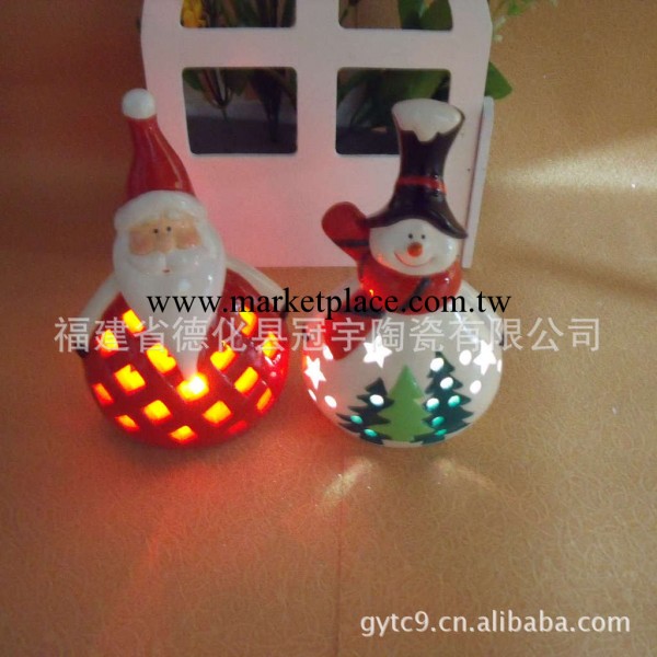 陶瓷新款聖誕禮品 聖誕老人配LED燈 創意禮品批發・進口・工廠・代買・代購