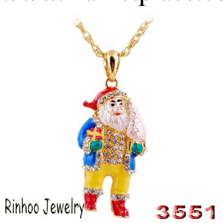 精美佈袋老人款式聖誕飾品 高檔鍍金立體聖誕吊墜項鏈W31095Y66工廠,批發,進口,代購