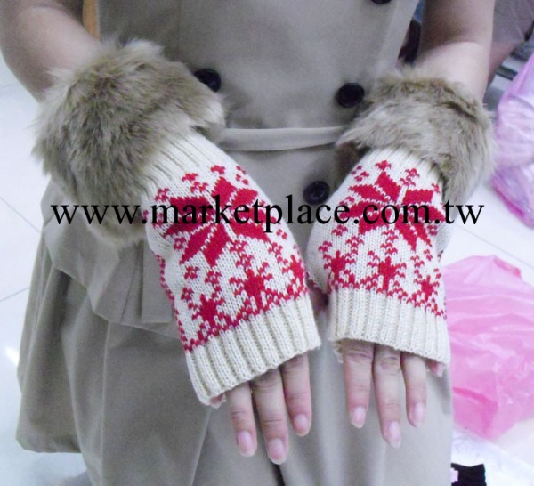 2013外貿原單雪花手套防兔毛針織毛線短手套 半指露指雪花手套工廠,批發,進口,代購