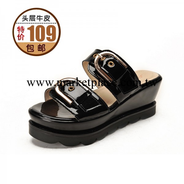 2012夏季新款韓版真皮厚底平跟女式涼拖鞋松糕女涼拖拖鞋 9952工廠,批發,進口,代購