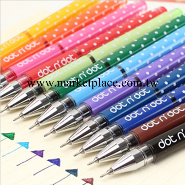 韓國創意文具批發 橘林501點點中性筆 彩色水筆 0.5mm  12色工廠,批發,進口,代購