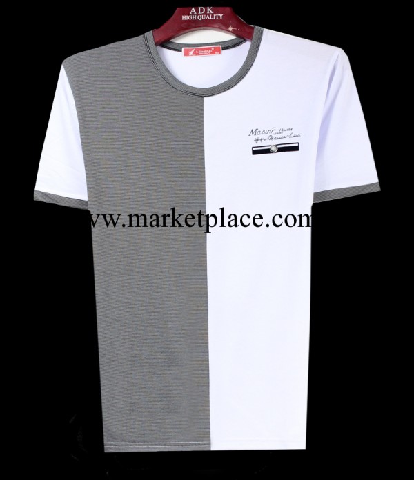 2013新款雙色拼接t恤廠傢直銷 純棉男式短袖t恤一件代發圓領T恤工廠,批發,進口,代購