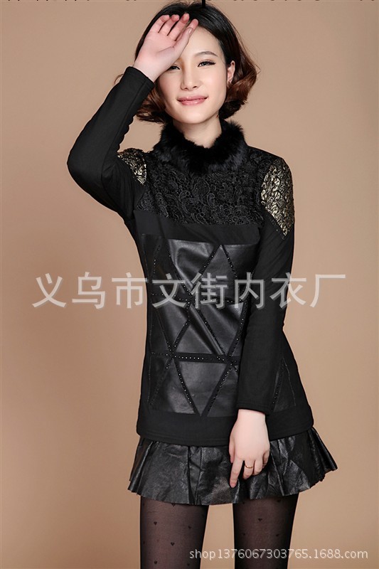 秋冬新款時尚性感修身顯瘦雙層加厚超柔女式保暖上衣廠傢批發工廠,批發,進口,代購