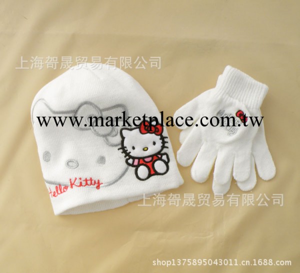 2013冬款外貿Hello Kitty 女童帽子手套 二件套 兒童冬帽 針織帽工廠,批發,進口,代購