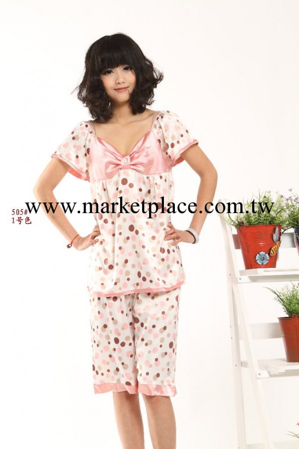 新款 505#絲綢印花可愛套裝睡衣 杭州真絲傢居服工廠,批發,進口,代購