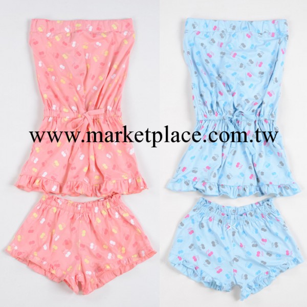 外貿歐美品牌裹胸女式內衣傢居服套裝 全棉舒適女士碎花睡衣批發工廠,批發,進口,代購