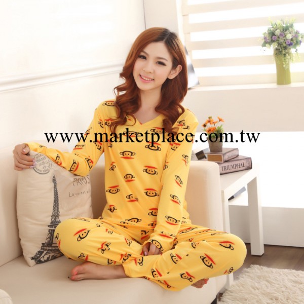 睡衣批發春秋女式薄款牛奶絲卡通猴長袖傢居服套裝一件代發N053工廠,批發,進口,代購