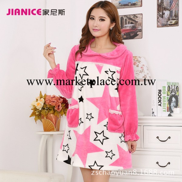 供應加厚法蘭絨長睡裙/女式傢居服工廠,批發,進口,代購