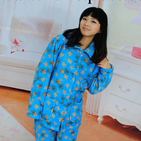 新款 印花厚珊瑚絨長袖傢居服 女式傢居服保暖睡衣批發工廠,批發,進口,代購